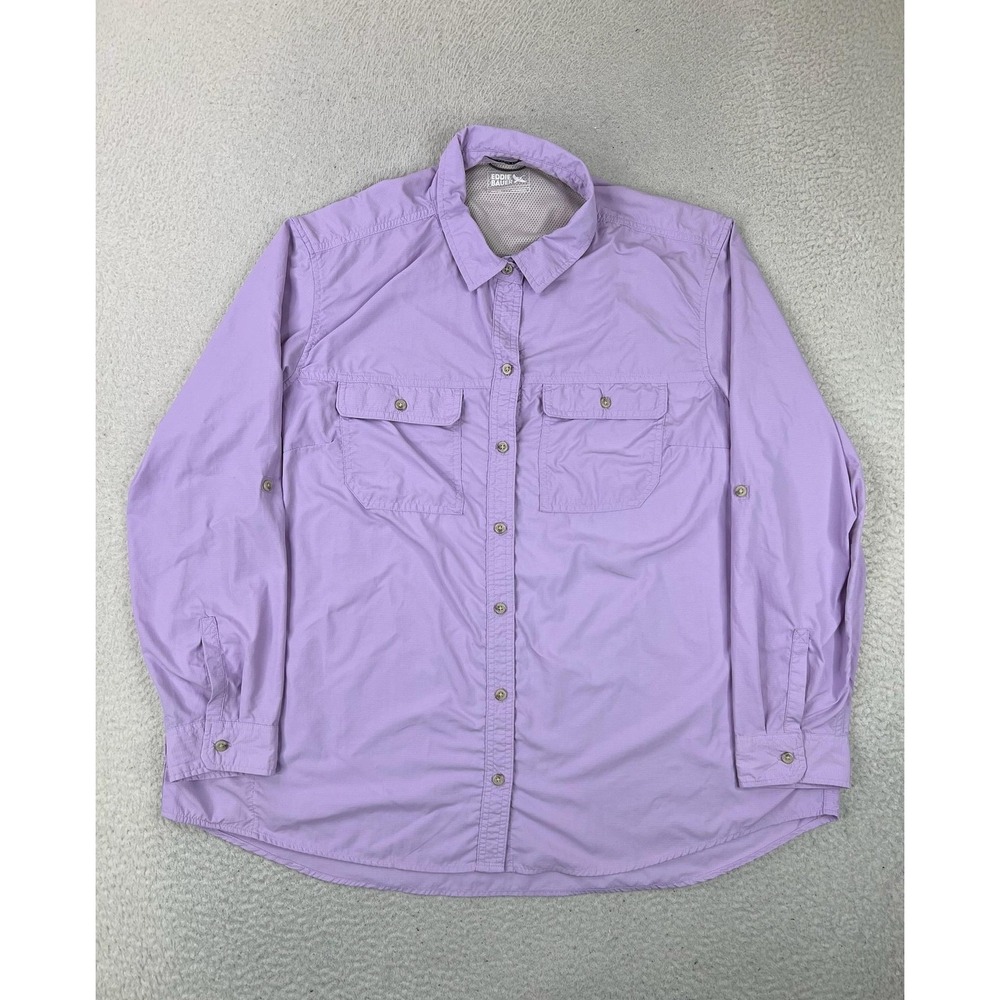 Eddie Bauer Mountain Ripstop Shirt Womens 2XL Purple Long Sleeve Button Up 1470